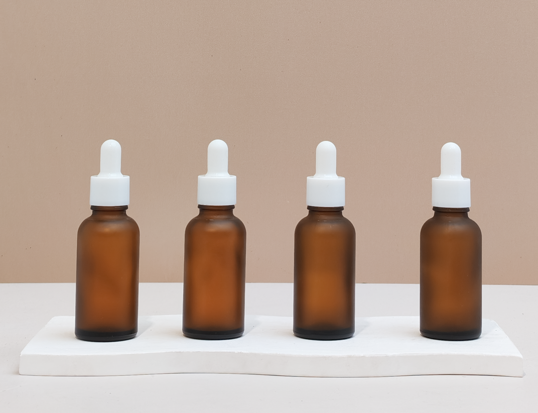 30Ml Glass Bottle With Plain White Dropper (Round)