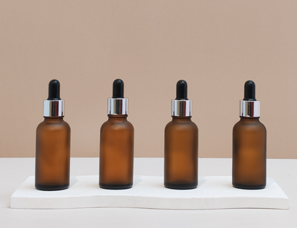 30Ml Glass Bottle With Silver Black Dropper (Round)