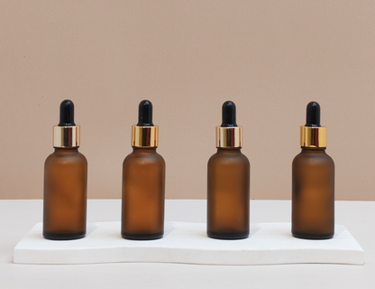 30Ml Glass Bottle With Gold Black Dropper (Round)