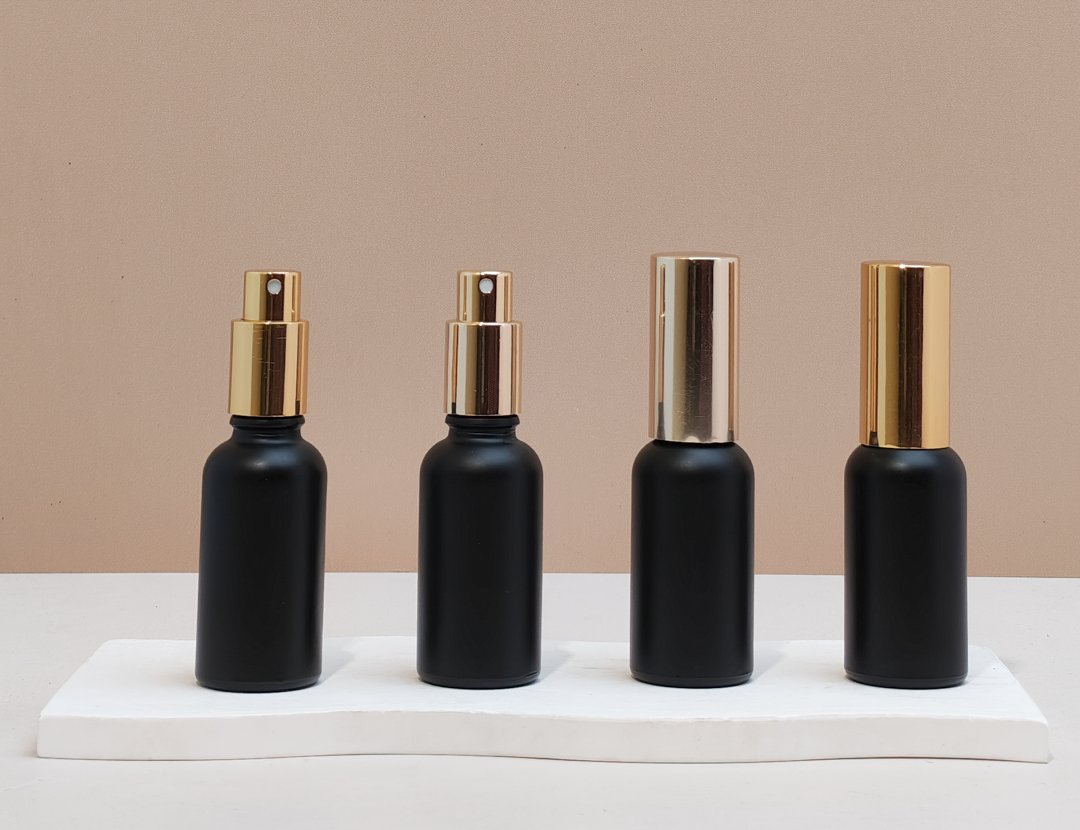 30Ml Glass Bottle With Gold Mist Sprayer (Round)