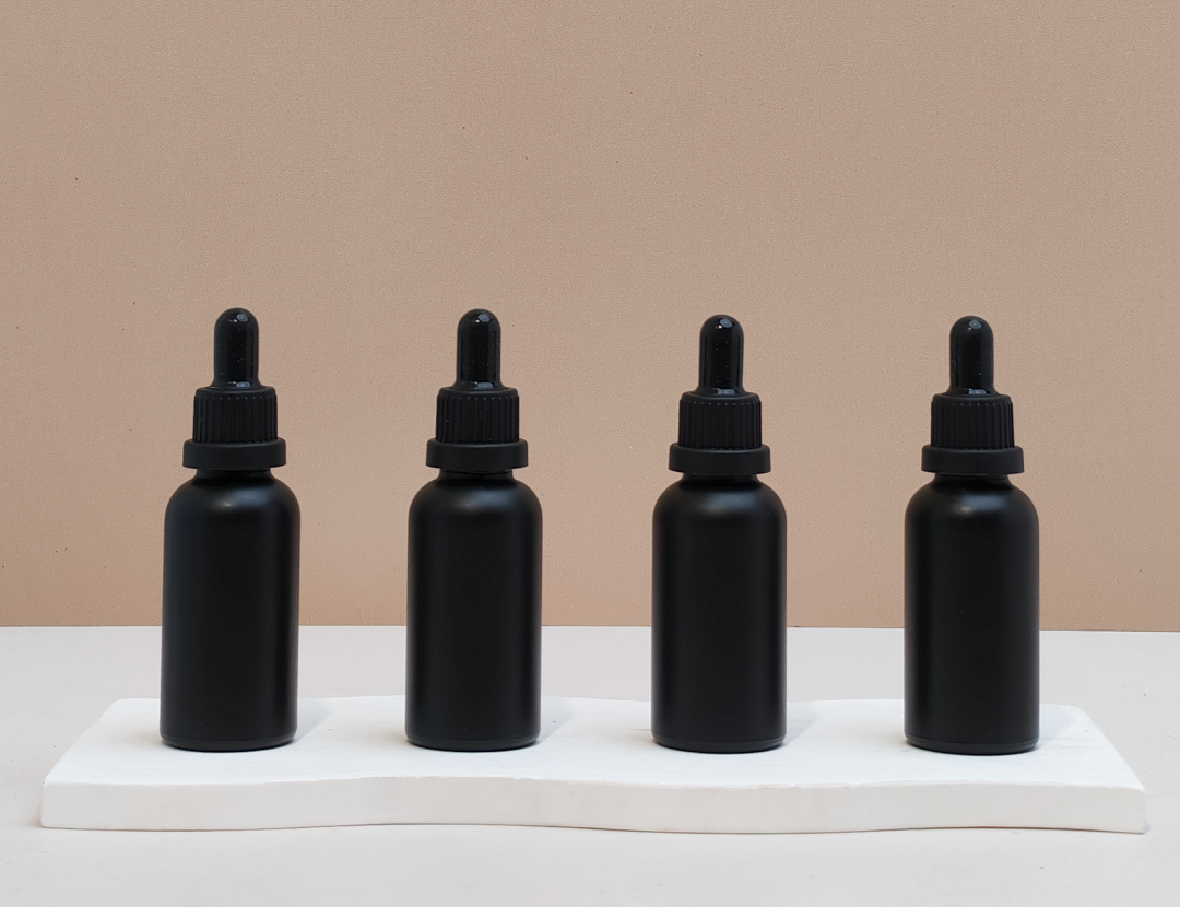 30Ml Glass Bottle With Black Tamper Proof Dropper (Round)