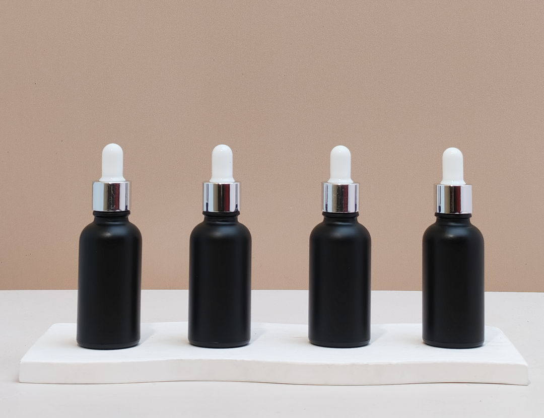 30Ml Glass Bottle With Silver White Dropper (Round)