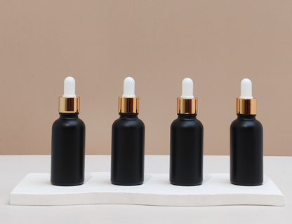 30Ml Glass Bottle With Gold White Dropper (Round)