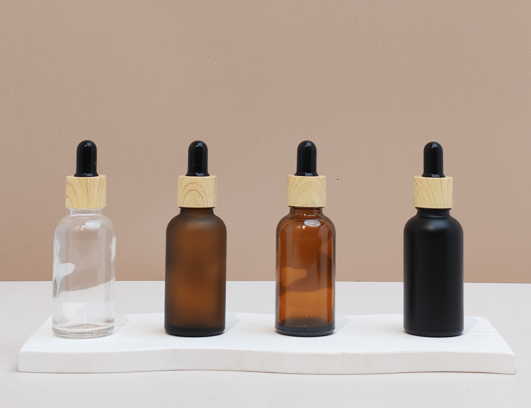 30ml Glass Bottle with Bamboo Black Dropper