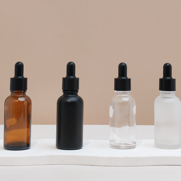 30Ml Glass Bottle With Black Smooth Dropper (Round)