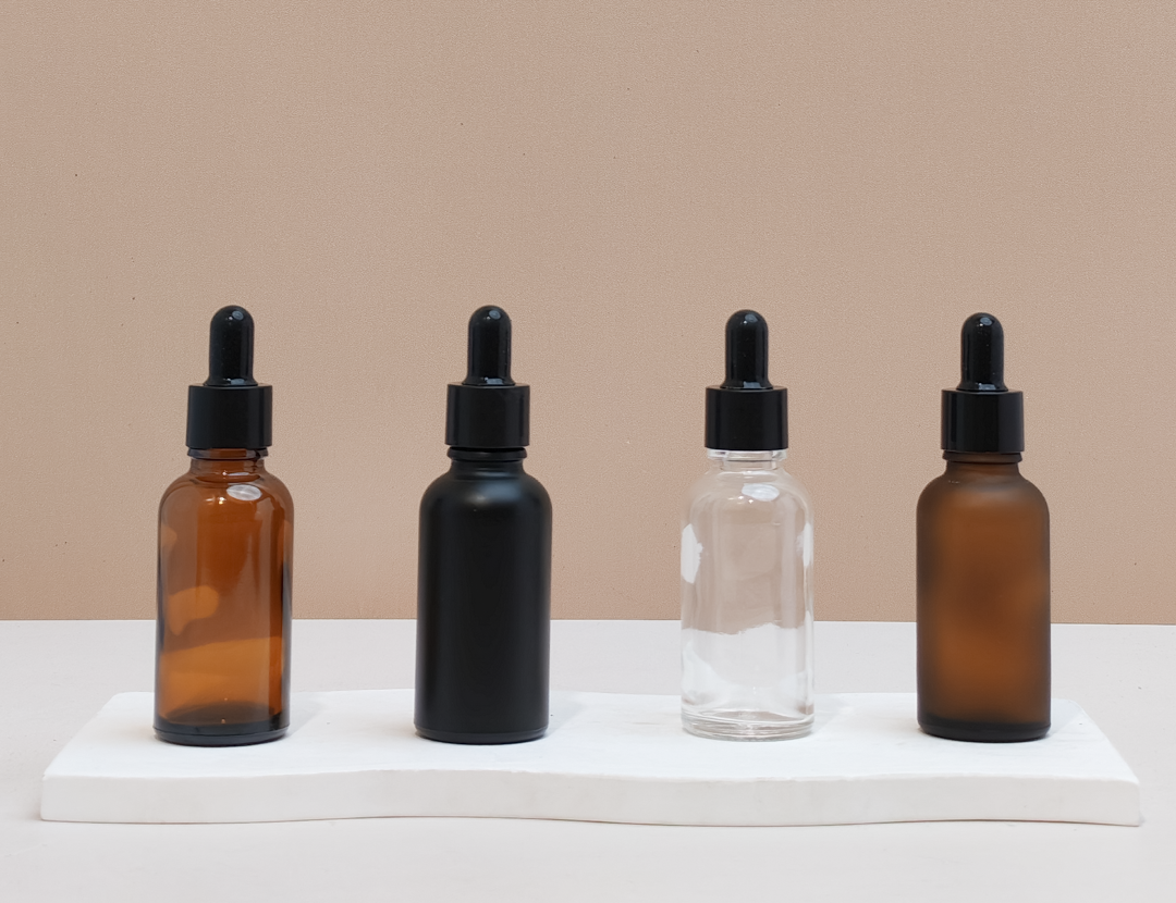 30Ml Glass Bottle With Black Smooth Dropper (Round)