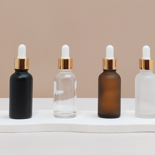 30Ml Glass Bottle With Gold White Dropper (Round)