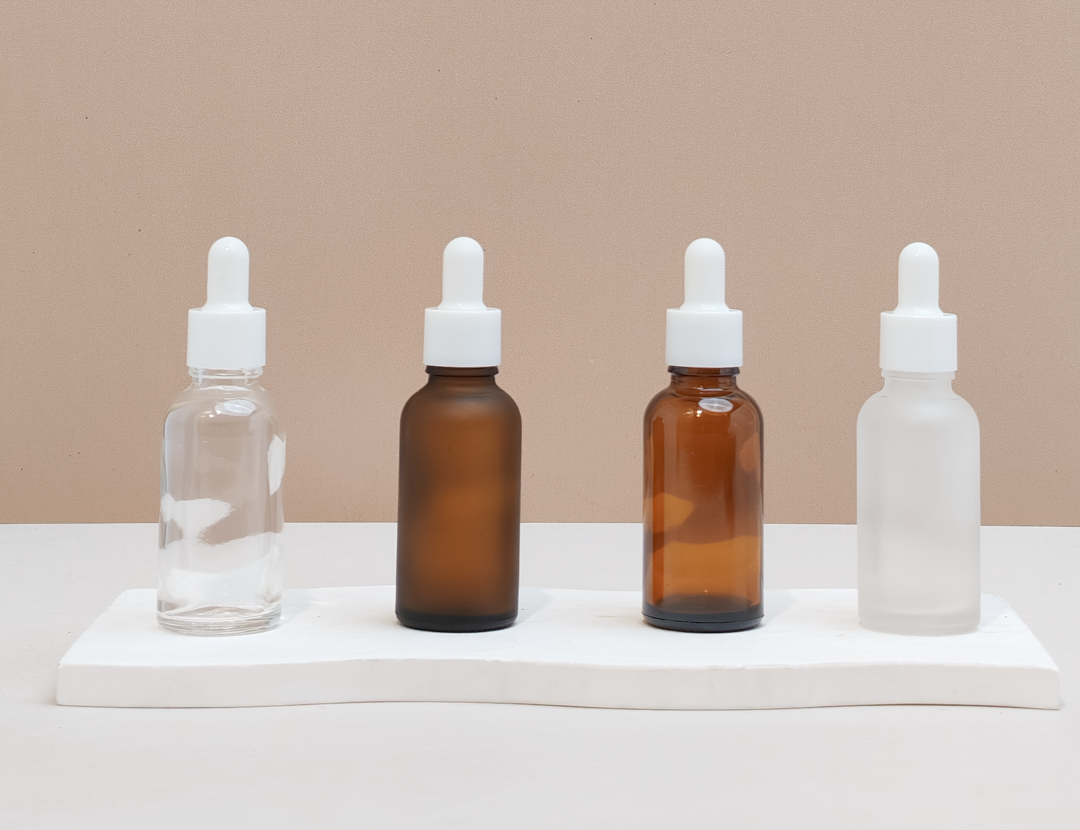 30Ml Glass Bottle With Plain White Dropper (Round)