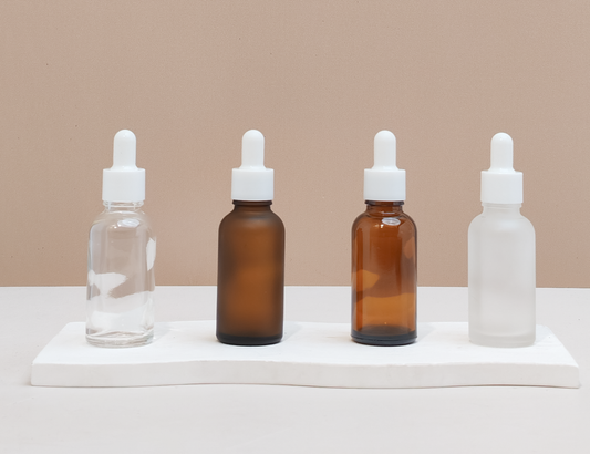 30Ml Glass Bottle With Plain White Dropper (Round)