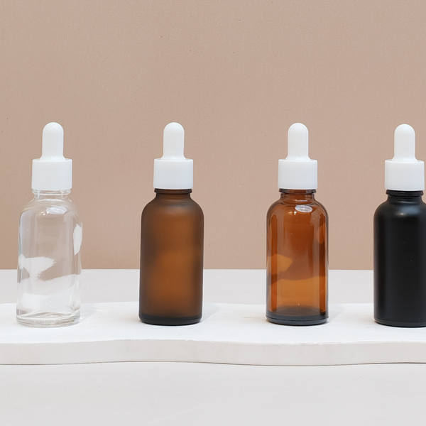 30Ml Glass Bottle With Plain White Dropper (Round)