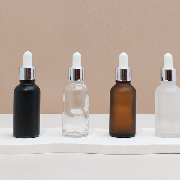 30Ml Glass Bottle With Silver White Dropper (Round)