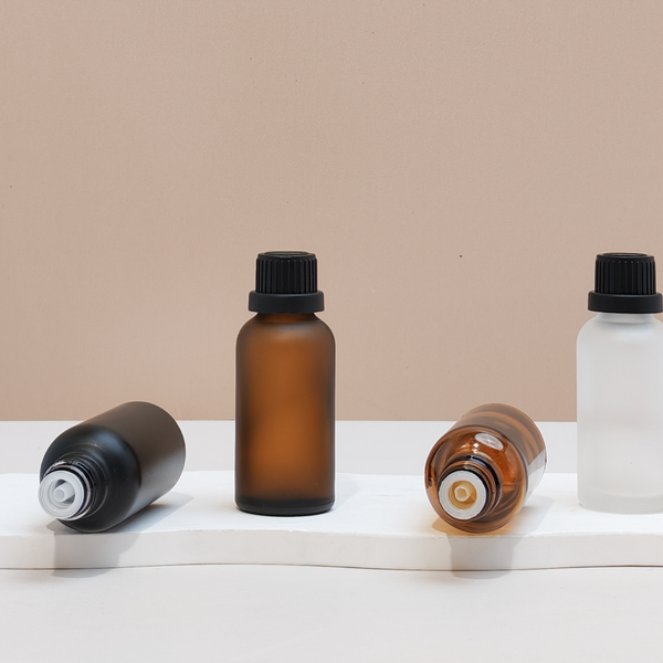 30Ml Glass Bottle With Black Tamper Proof Cap + Insert (Round)