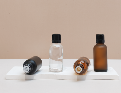 30Ml Glass Bottle With Black Smooth Tamper Proof Cap + Insert (Round)