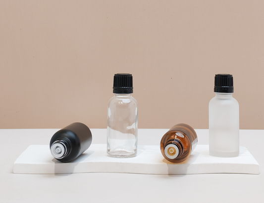30Ml Glass Bottle With Black Smooth Tamper Proof Cap + Insert (Round)