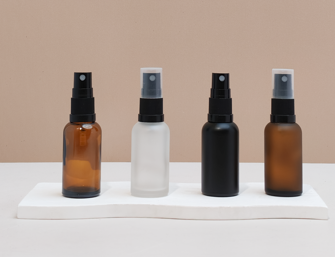 30Ml Glass Bottle With Black Mist Sprayer (Round)