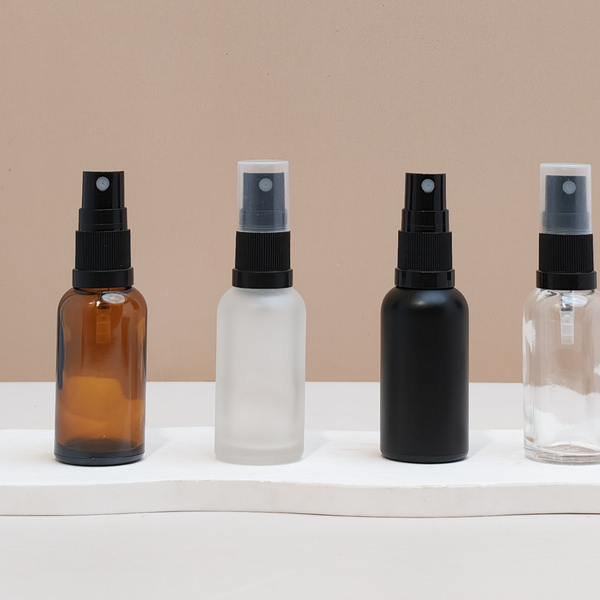 30Ml Glass Bottle With Black Mist Sprayer (Round)