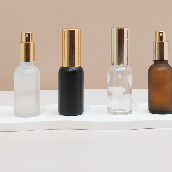 30Ml Glass Bottle With Gold Mist Sprayer (Round)