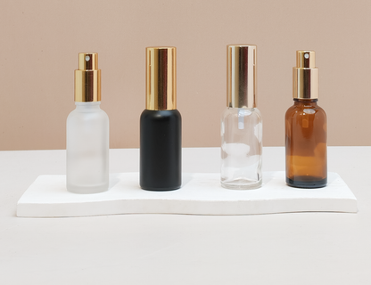 30Ml Glass Bottle With Gold Mist Sprayer (Round)