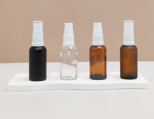 30Ml Glass Bottle With White Mist Sprayer (Round)