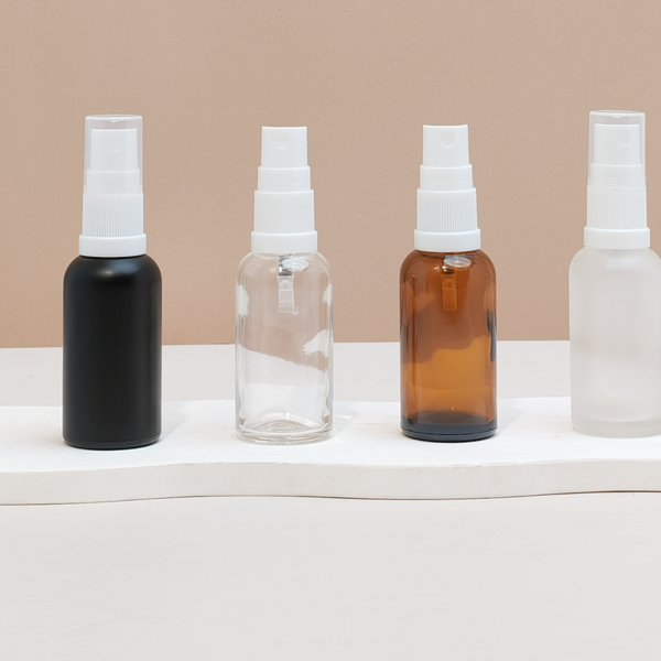 30Ml Glass Bottle With White Mist Sprayer (Round)