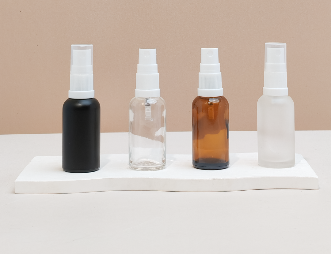 30Ml Glass Bottle With White Mist Sprayer (Round)