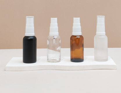 30Ml Glass Bottle With White Mist Sprayer (Round)