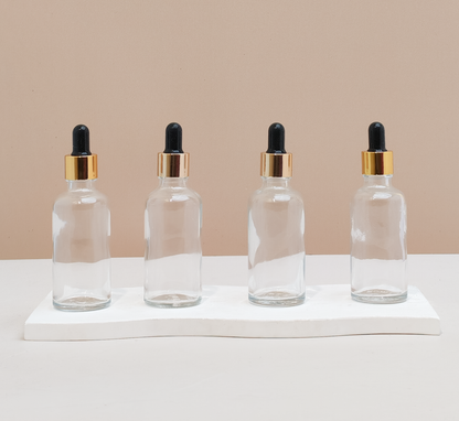 50Ml Glass Bottle With Gold Black Dropper (Round)