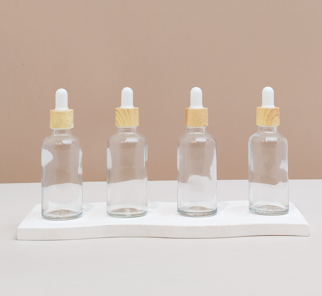 50ml Glass Bottle with Bamboo White