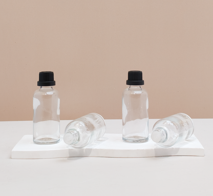 50Ml Glass Bottle With Black Tamper Proof Cap + Insert (Round)