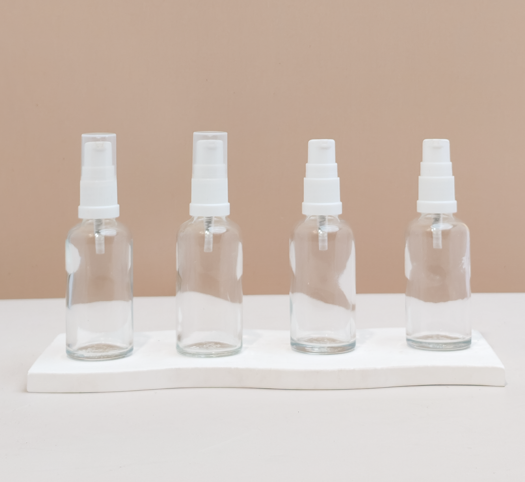 50Ml Glass Bottle With White Treatment Pump (Round)