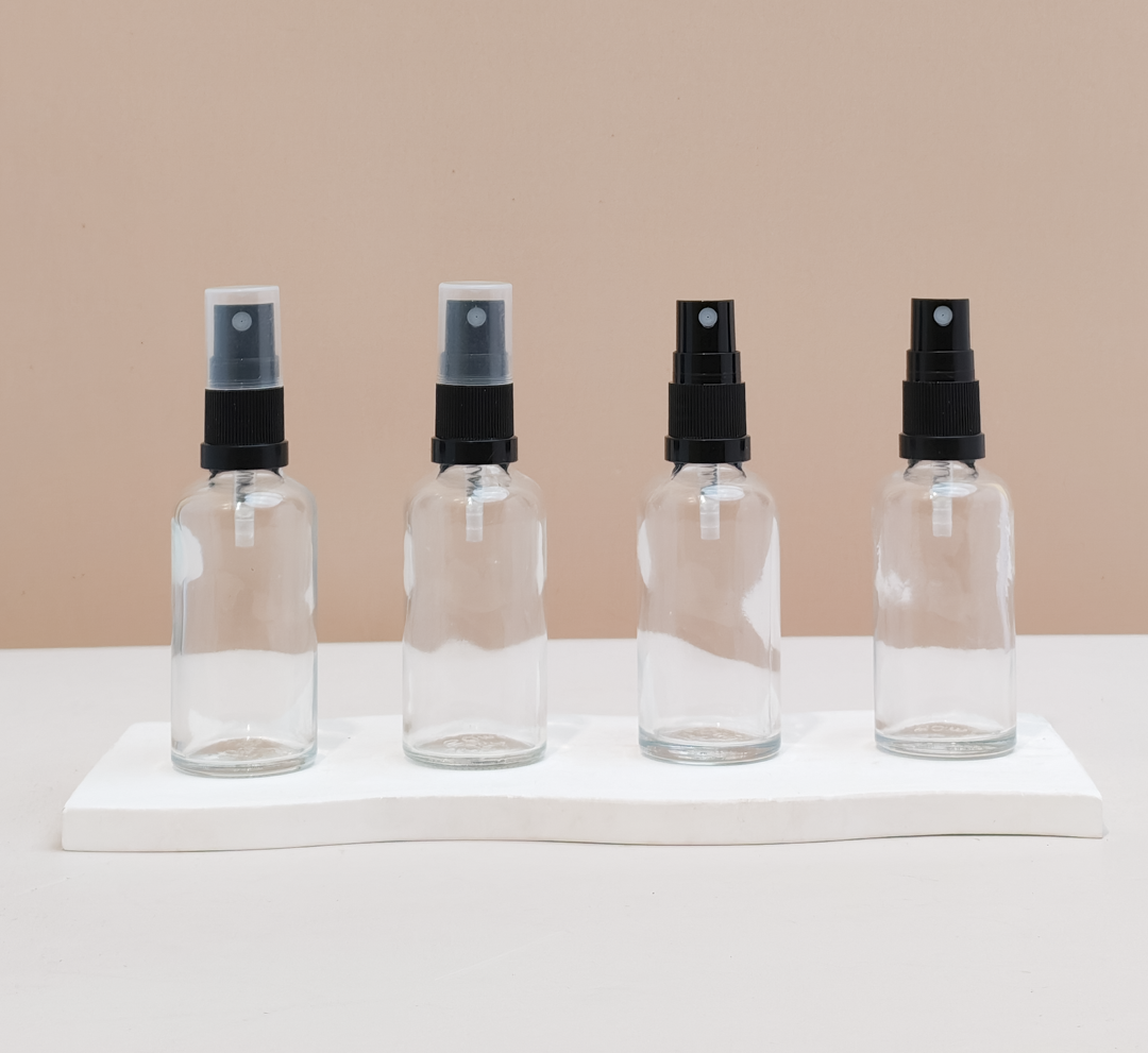 50Ml Glass Bottle With Black Mist Sprayers (Round)