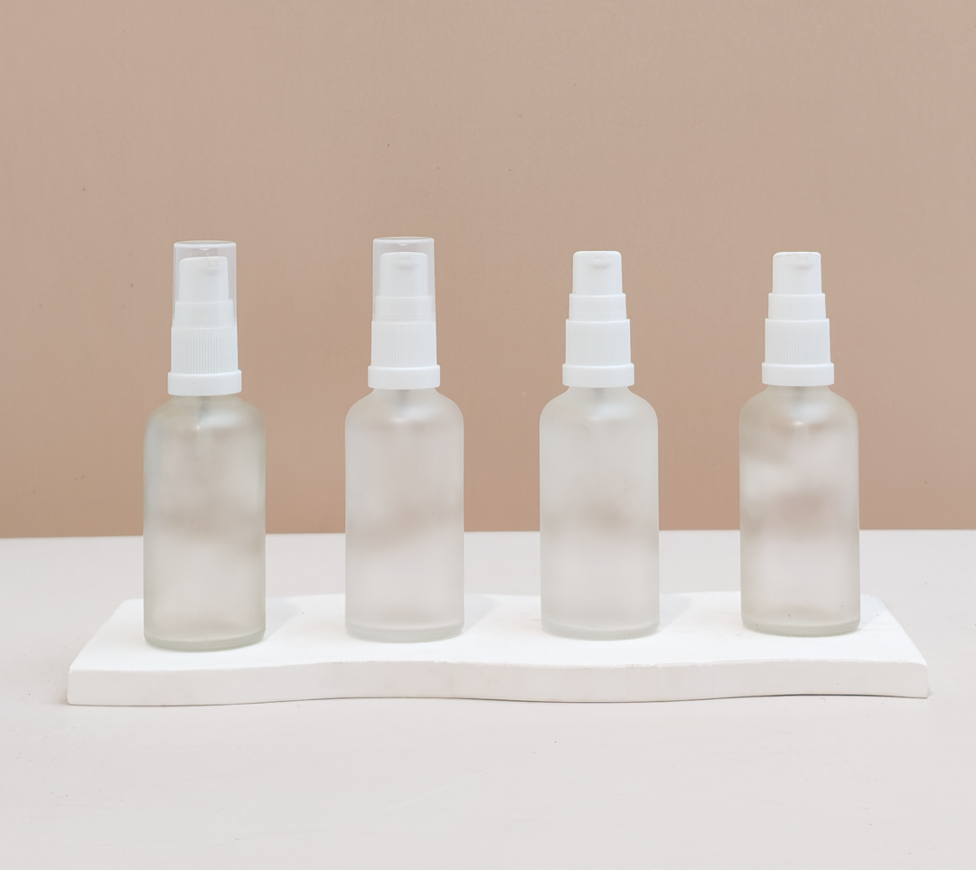 50Ml Glass Bottle With White Mist Sprayer (Round)