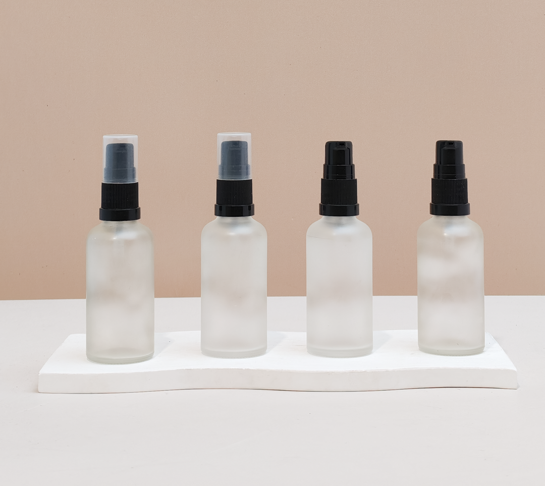 50Ml Glass Bottle With Black Treatment Pump (Round)