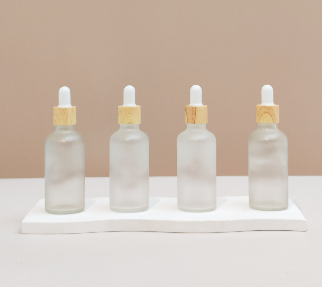 50ml Glass Bottle with Bamboo White