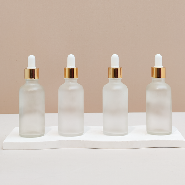 100Ml Glass Bottle With Gold White Dropper (Round)