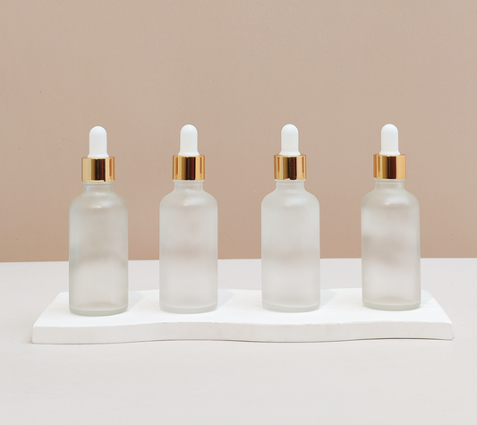 100Ml Glass Bottle With Gold White Dropper (Round)
