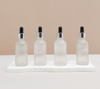 50Ml Glass Bottle With Silver Black Dropper (Round)