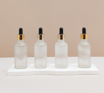 50Ml Glass Bottle With Gold Black Dropper (Round)