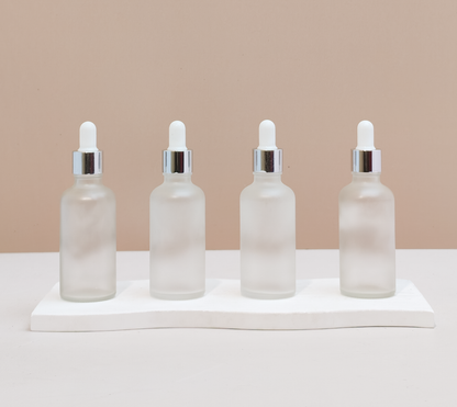 50Ml Glass Bottle With Silver White Dropper (Round)