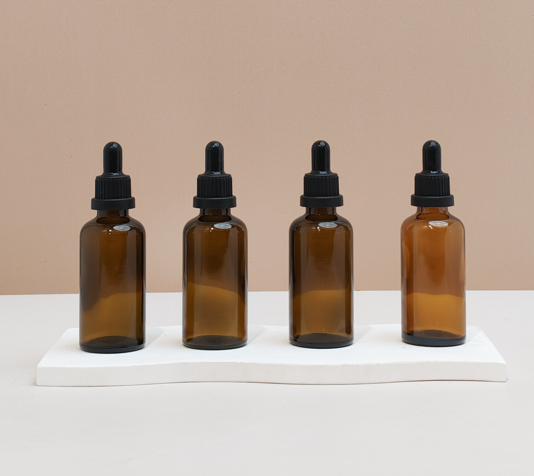 50Ml Glass Bottle With Black Tamper Proof Dropper (Round)
