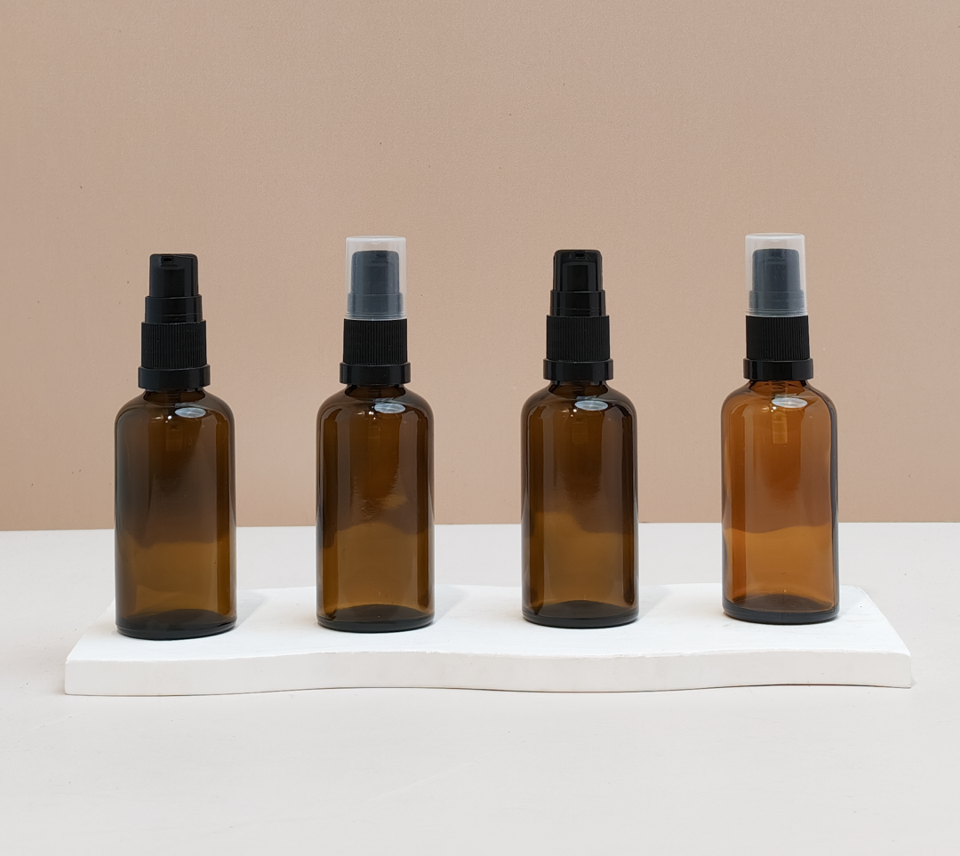 50Ml Glass Bottle With White Treatment Pump (Round)