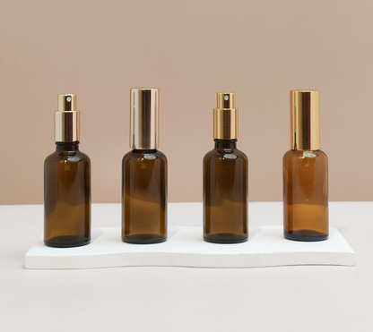 50Ml Glass Bottle With Gold Mist Sprayer (Round)