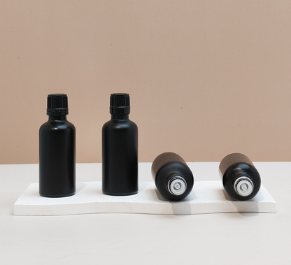 50Ml Glass Bottle With Black Smooth Tamper Proof Cap + Insert (Round)