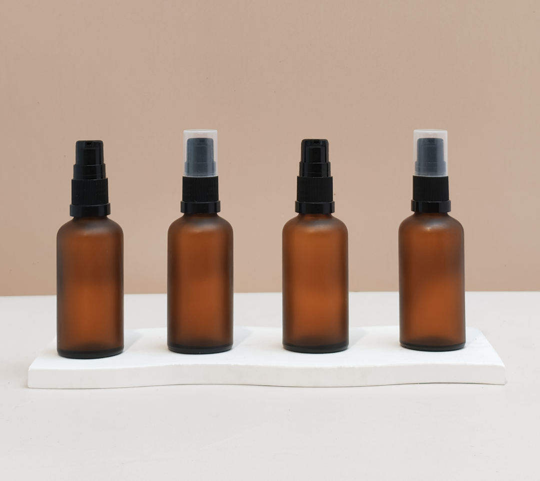 50Ml Glass Bottle With White Treatment Pump (Round)