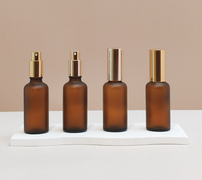 50Ml Glass Bottle With Gold Mist Sprayer (Round)