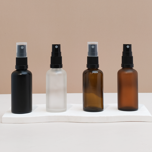50Ml Glass Bottle With Black Mist Sprayers (Round)