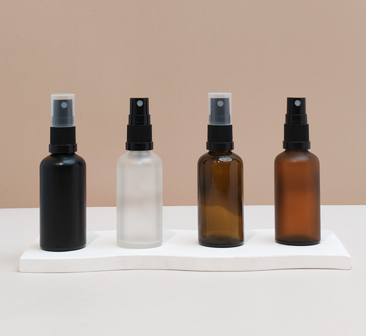 50Ml Glass Bottle With Black Mist Sprayers (Round)