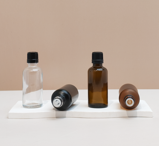 50Ml Glass Bottle With Black Smooth Tamper Proof Cap + Insert (Round)