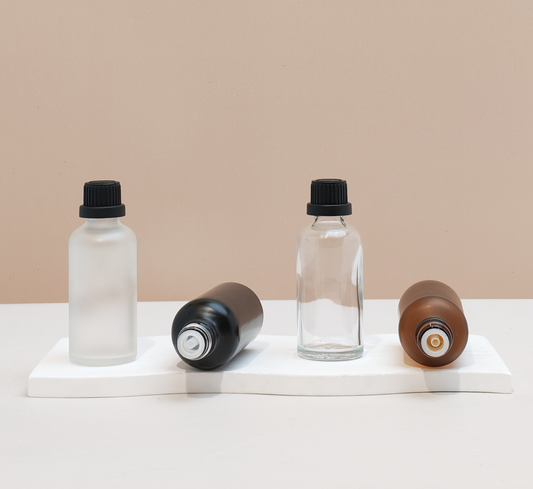 50Ml Glass Bottle With Black Tamper Proof Cap + Insert (Round)