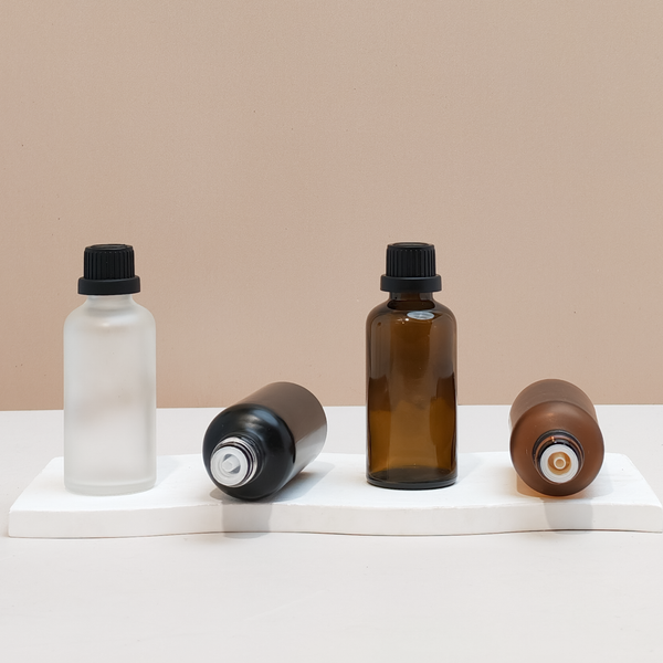 50Ml Glass Bottle With Black Tamper Proof Cap + Insert (Round)